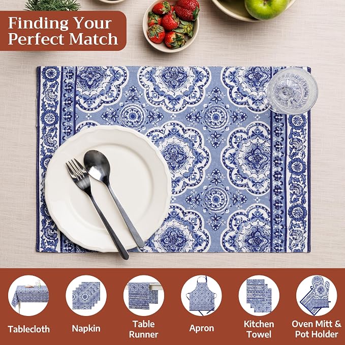 Maison d' Hermine Placemats Set of 4 Reusable 100% Cotton | Cloth Place Mats - Image 4