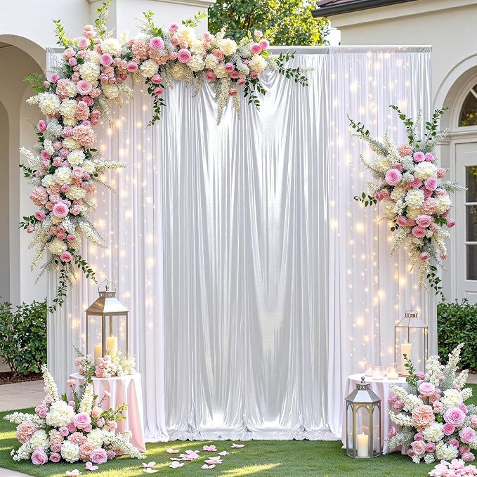 20ftx10ft Sequin Silver Backdrop Curtain Panels - Image 6