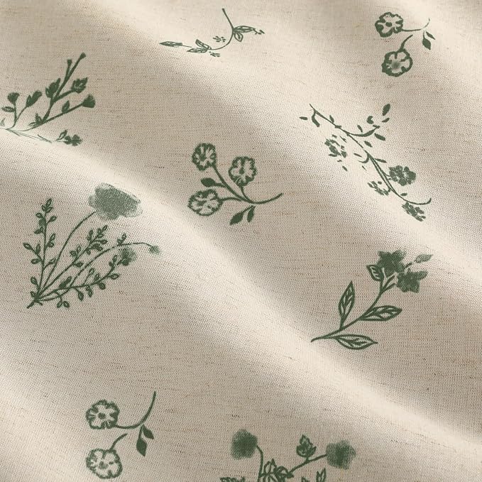 Boho Floral 100% Blackout Curtains 84 Inch 2 Panels Dark Green | Farmhouse - Image 4