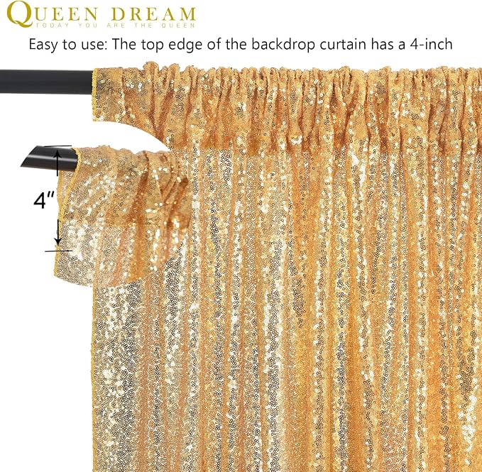 Gold Sequin Backdrop Curtain Drapes - Image 3