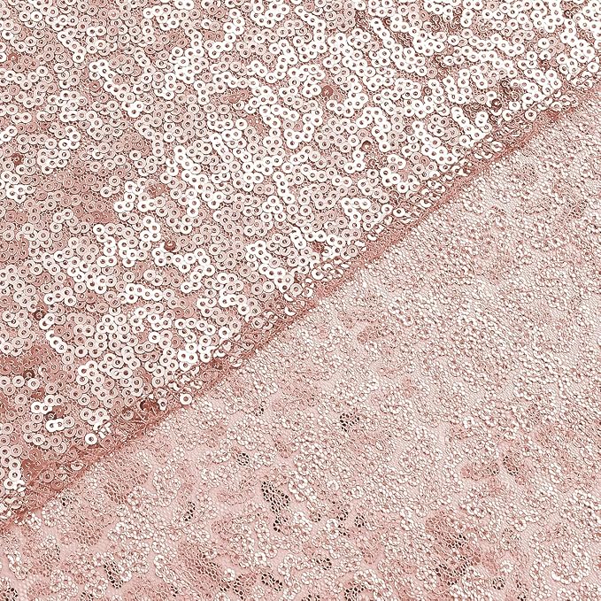 Sugargirl Rose Gold Sequin Backdrop Curtain 7FTx7FT Glitter Rose Gold - Image 4