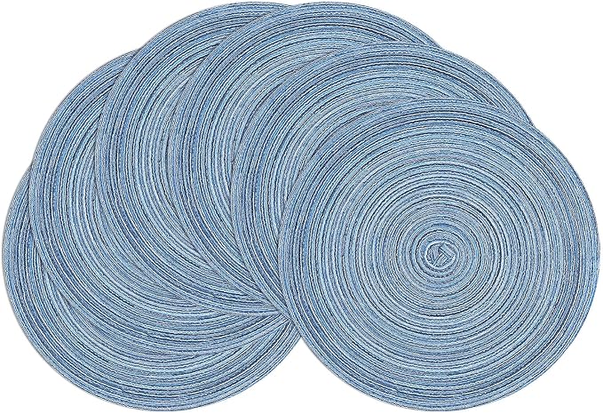 SHACOS Round Braided Placemats Set of 6 Circle Place Mats Kitchen Table Mats by SHACOS