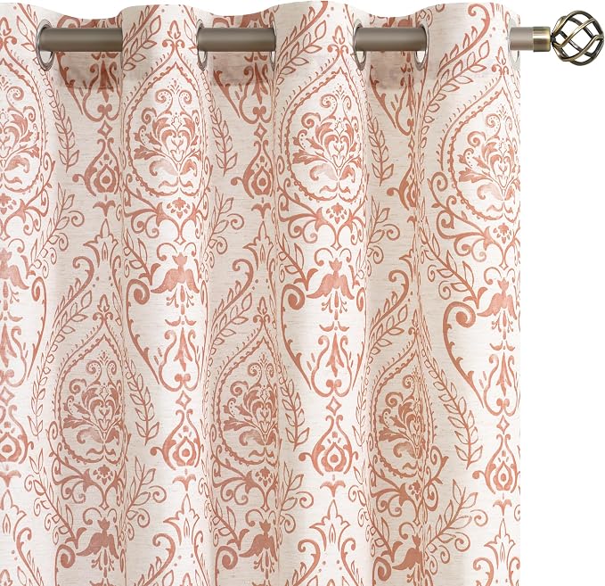 Linen Curtains 84 Inches for Living Room, Grommet Light Filtering Country by LAMIT