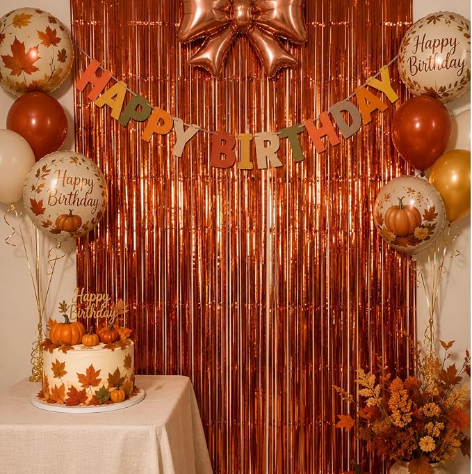Matte Orange Foil Fringe Curtains Backdrop Party Decorations 4 PCS | 3.3 x 6.6 - Image 7