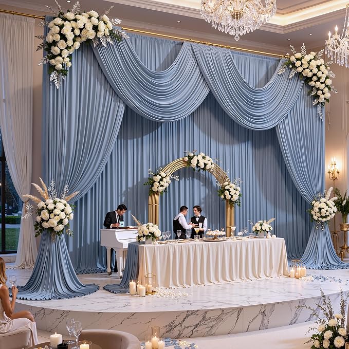 20ft x 15ft Dusty Blue Backdrop Curtains - Image 2