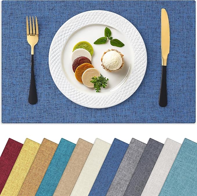 Homaxy Cloths Placemats for Dining Table Set of 8, Cotton Linen Blend Table Mats by Homaxy