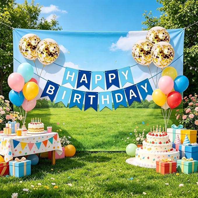 Happy Birthday Banner Sign Bunting Hanging Decorations - Image 4