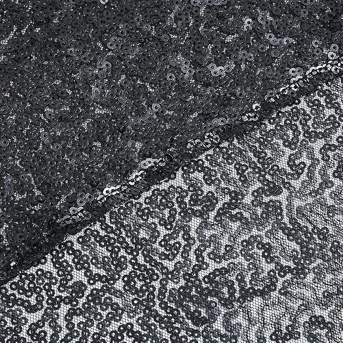 Sugargirl Black Sequin Backdrop Curtain 4FTx8FT Glitter Black Background Drapes - Image 8