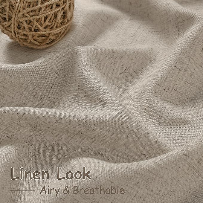 102 Inch Long Curtains for Living Room Cobblestone Linen Blend Light Filtering - Image 4