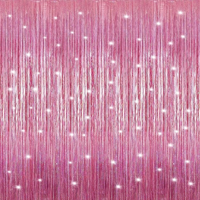 5 Pack 3.3 x 9.9 ft Holographic Bright Pink Streamers Party Decorations | Foil by Crosize