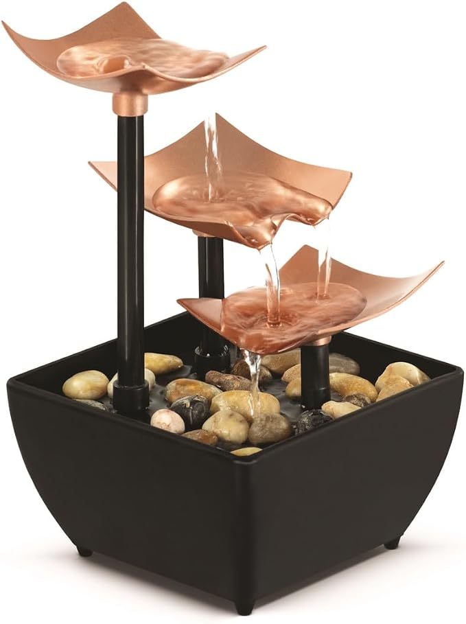 Homedics Tabletop Water Fountain, 3 Tier Indoor Waterfall Fountain by Homedics