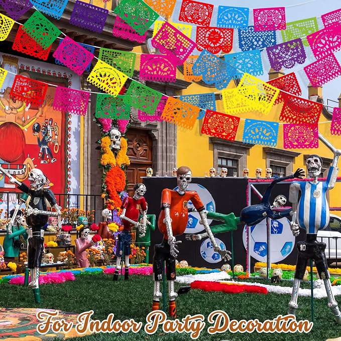 Boao 20 Packs 300 ft Mexican Party Decorations Fiesta Banner Plastic Papel - Image 6