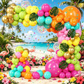 142pcs Summer Hawaiian Tropical Neon Balloon Arch Kit, Palm Leaves | Flamingo by iloveallfamilymagic