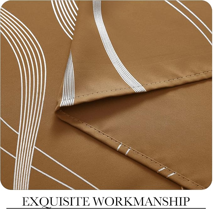 NICETOWN Gold Brown Blackout Fall Pattern Curtains - Image 5