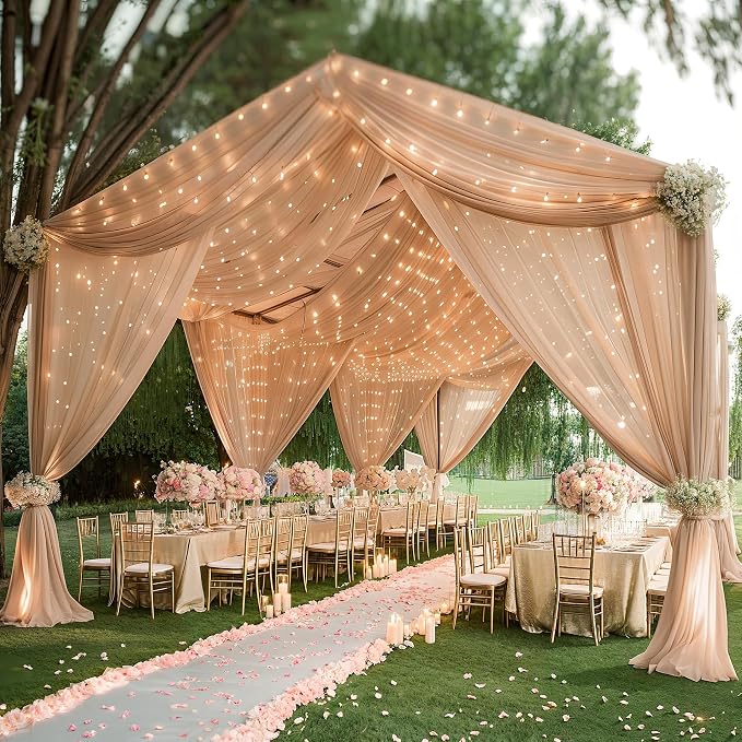 6 Panels Deep Champagne Ceiling Curtains - Image 8