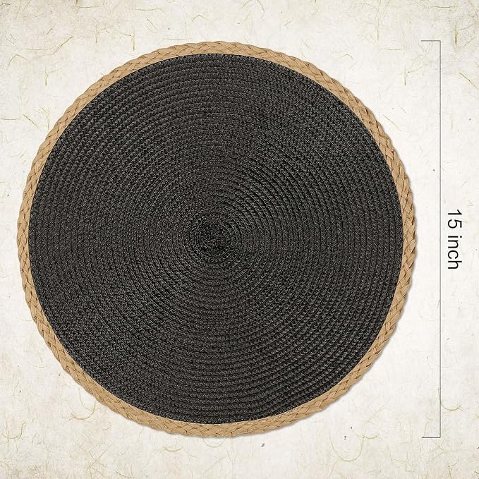 Round Placemats Set of 8, Woven Table Mats, Thin Edge, 15 Inch Diameter - Image 2