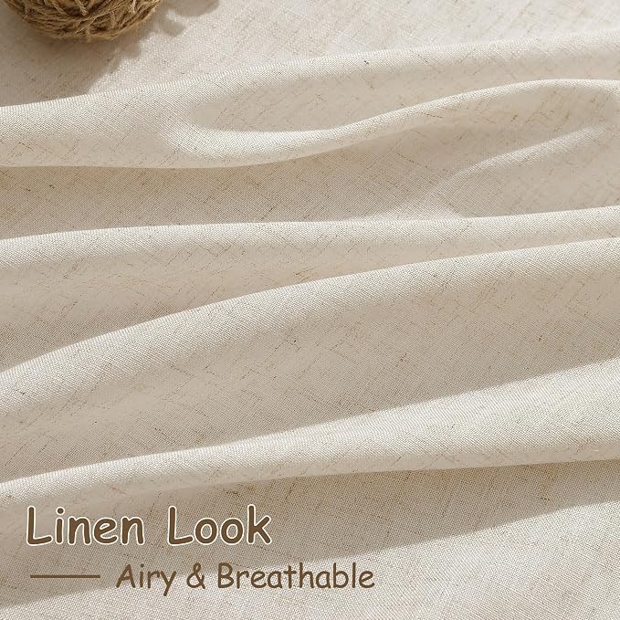 Cream Beige Linen Curtains 80 Inch Length - Image 4