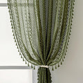 WAZZIO Boho Lace Curtains 84 Inches 2 Panel, Light Filtering Privacy Tassel & by WAZZIO