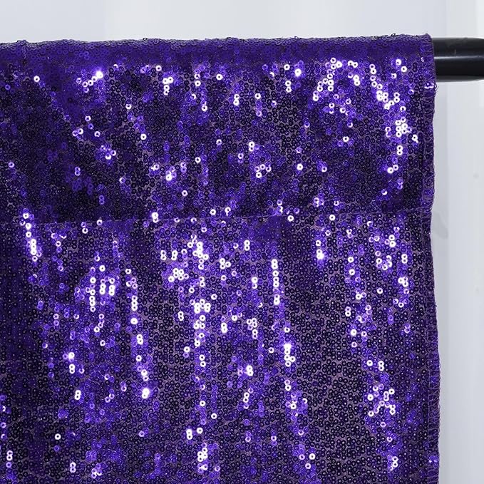 Poise3EHome 10Ft x 10Ft Purple Sequin Backdrop Curtain, Glitter Thick Satin Background Drapes, Sparkly Opaque Photography Curtain, Sequence Backdrop for Halloween Wedding Party Decor