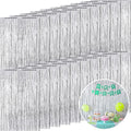 20 Pcs Silver Foil Fringe Backdrop 3.28 x 8.2 ft Metallic Tinsel Curtains by Jerify