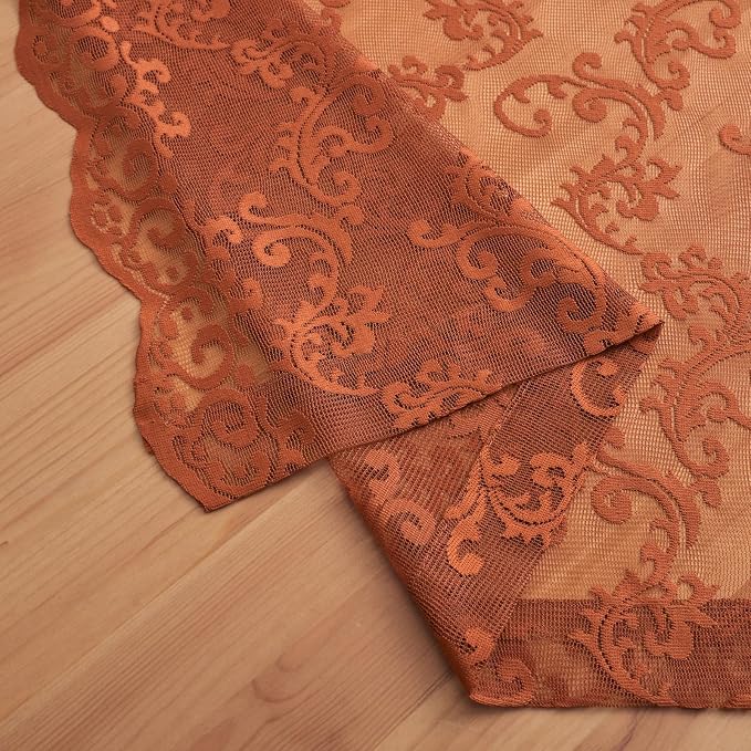 Rust Orange Lace Curtains 84 Inches Long Country Battenburg Lace Curtains - Image 7