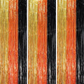 Voircoloria Black Gold Orange Fringe Backdrop Curtains, 3 Pack | Tinsel by Voircoloria