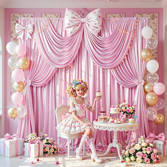 30x10ft Pink Glitter Backdrop Curtain - Image 4