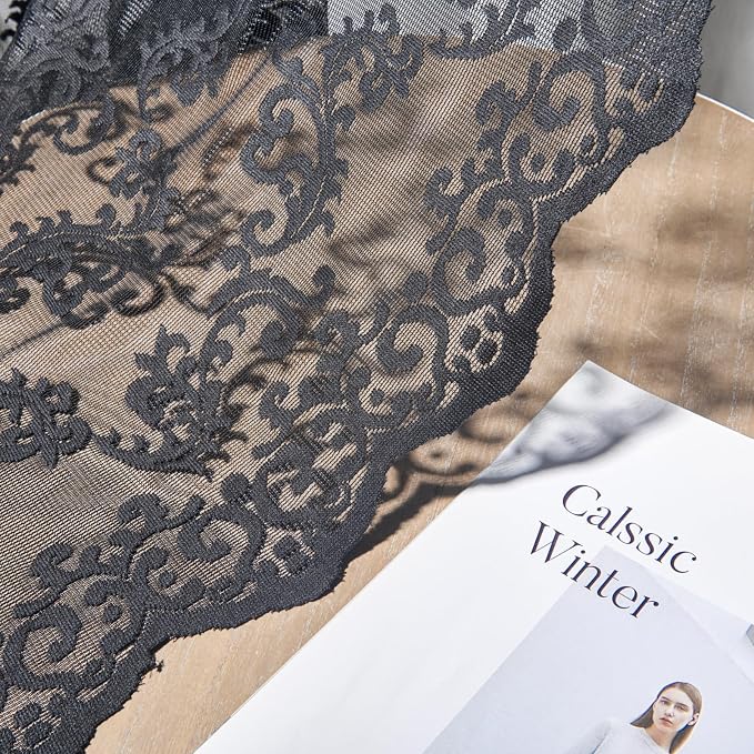 Black Lace Curtains 63 Inch Length 2 Panels set Gothic Paisley Sheer Curtains - Image 6