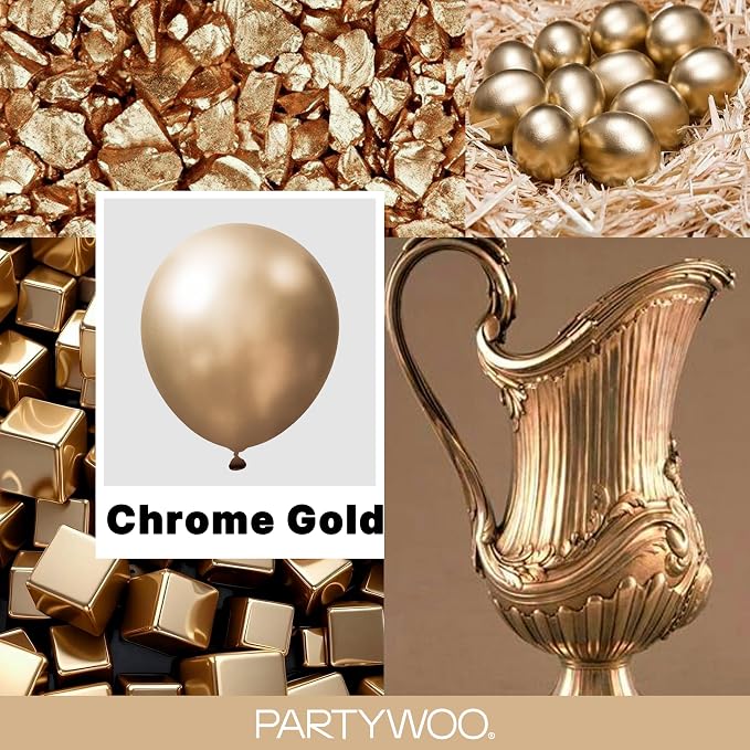 PartyWoo Metallic Gold Balloons 152pcs Chrome Gold Color 18 12 10 5 Inch | 18 - Image 2