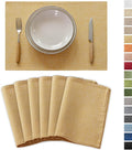 Demetex Placemats Set of 6 Yellow Linen Table Mats Heat Resistant Cloth Place by DEMETEX