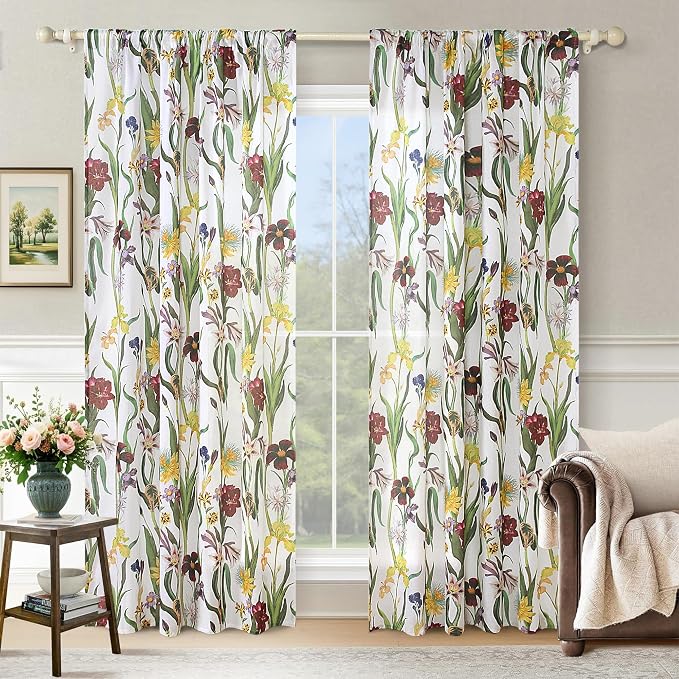 Schweek Vintage Floral Curtains 63 Inches Length 2 Panels by Schweek