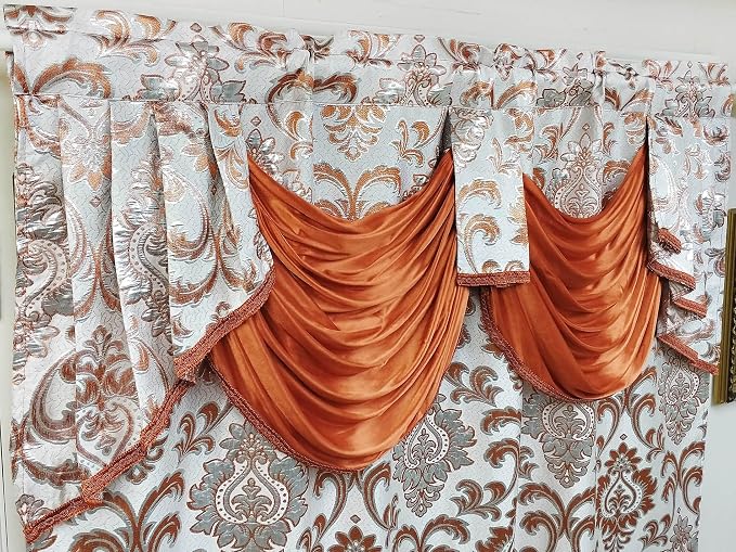 GOHD Samba Star Jacquard Window Curtain 2PC Panels.Each pc W54 xL90.Rust - Image 5