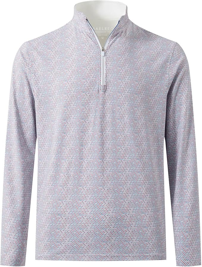 M MAELREG Quarter Zip Golf Pullover Men Dry Fit Long Sleeve Performance Wicking 1/4 Zip Full Print Pullover Mens Sweatshirt