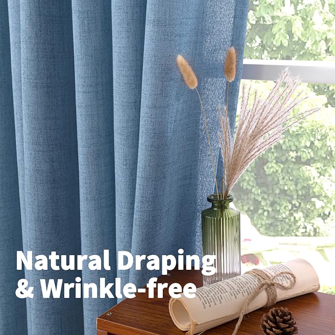 YoungsTex Denim Blue Linen Curtains 95 Inch Length - Image 5