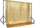 PartyDelight Gold Sequin Backdrop 20x10ft Sparkly Photo Curtain | 4 Inch Rod by PartyDelight
