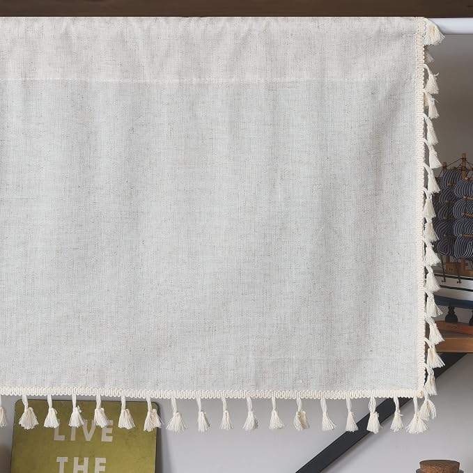 Sutuo Home Boho Sheer Curtain Valance Cotton Linen - Image 3