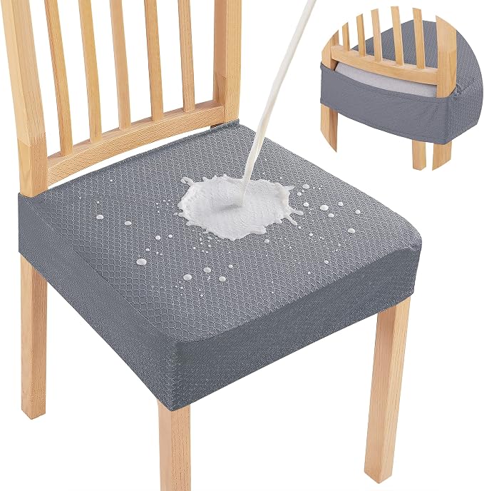 Smiry Waterproof Seat Covers for Dining Room Chairs, No Rear Covers | Stretch by Smiry