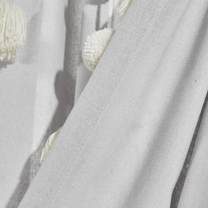 Lush Decor Boho Pom Pom Tassel Linen Textured Window Curtain Panel, Single 52" - Image 5