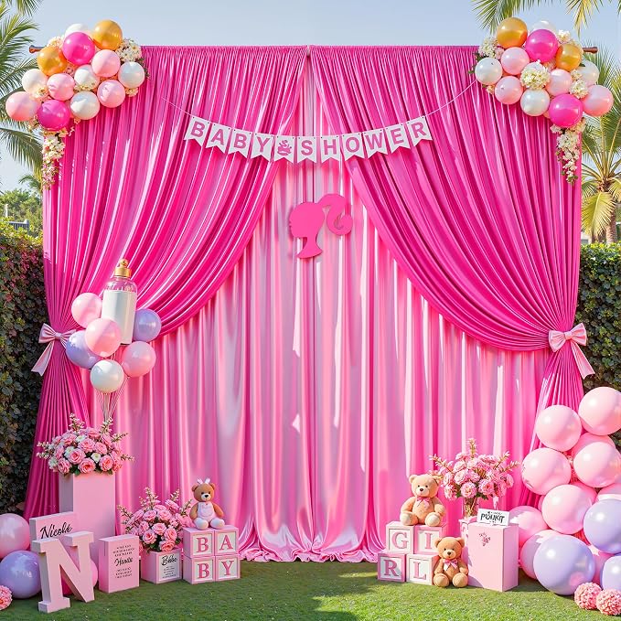 20x10ft Hot Pink Glitter Backdrop Curtain - Image 8