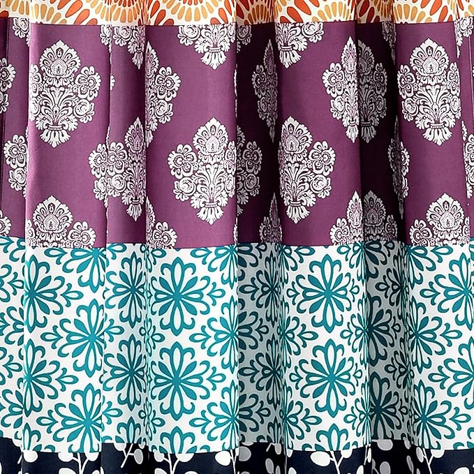 Lush Decor Bohemian Stripe Window Curtain Panels, Pair 52" W x 63" L Fuchsia & - Image 3
