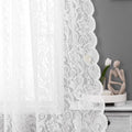 Bujasso White Lace Sheer Curtains Vintage Floral Sheer Curtain Panels 95 inch by Bujasso