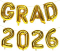 Gold GRAD 2026 Banner Balloons, 16 Inch Mylar Foil letter Graduation Balloons by KALOR