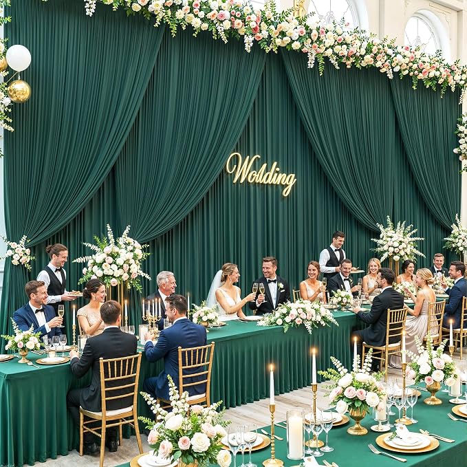 10x12 Hunter Green Backdrop Curtains - Image 4