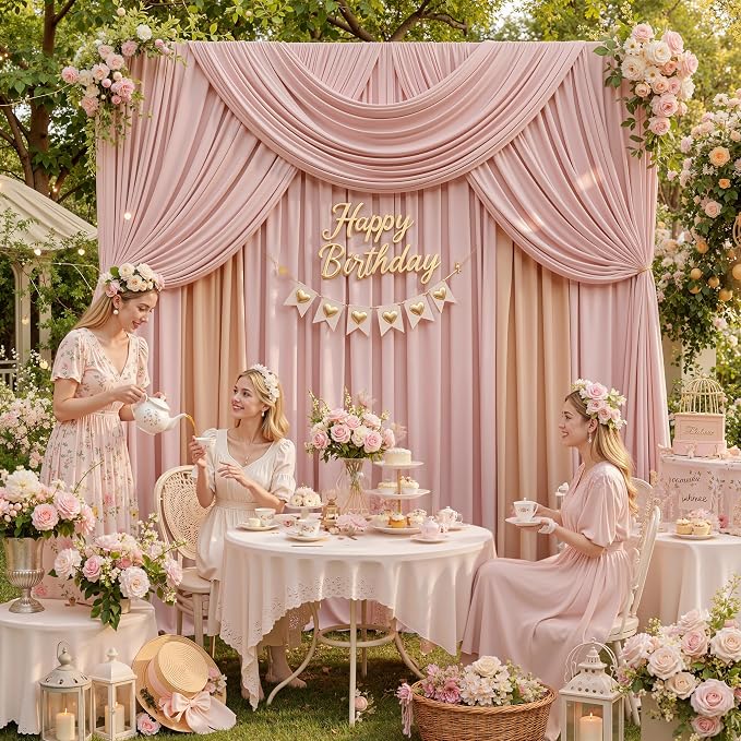 50ft x 12ft Dusty Pink Backdrop Curtains - Image 3