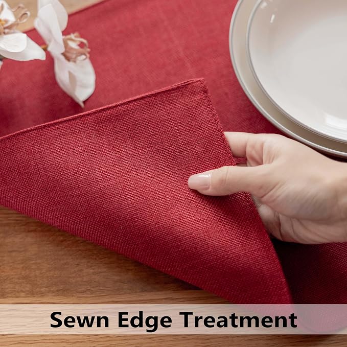 Demetex Red Placemats Set of 8 Fade Resistant Linen Placemats Modern Decorative - Image 4