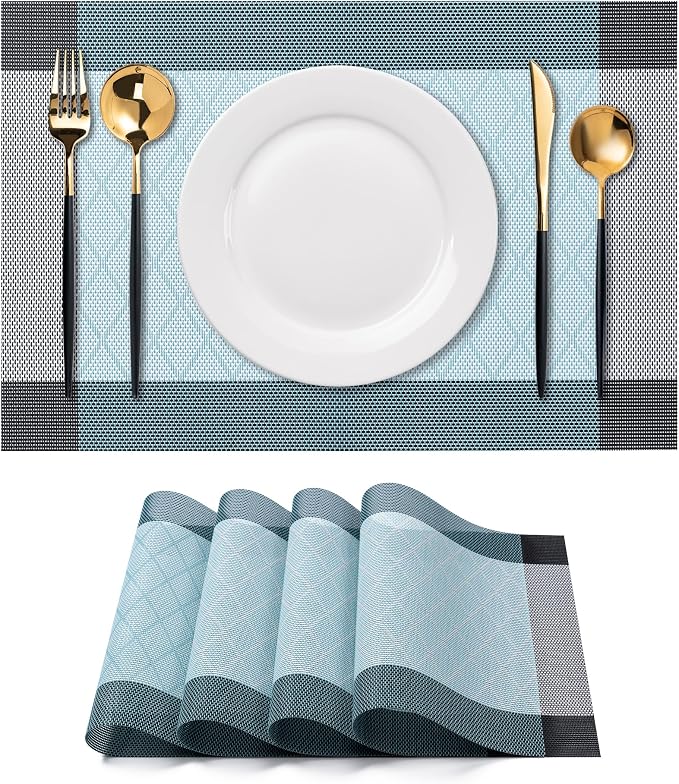 Placemats Set of 4 Washable Indoor | Outdoor Vinyl Place Mats by CADONO