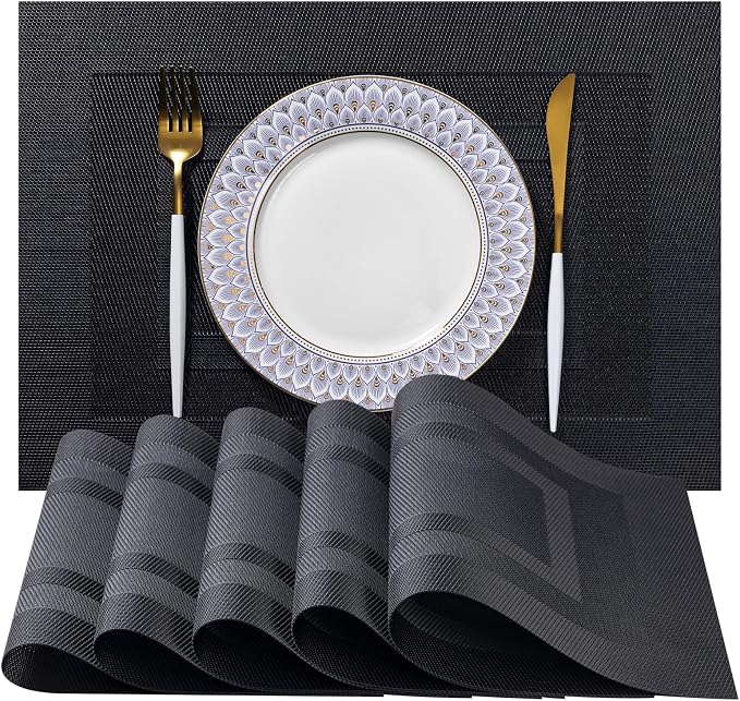 LEXMORE Placemats Set of 4 Vinyl/Plastic Woven Place Mats by lexmore