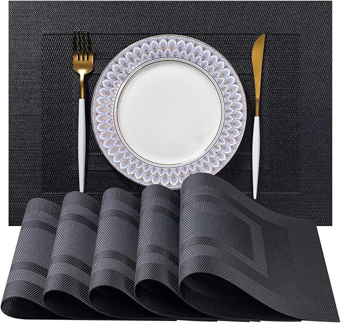 LEXMORE Placemats Set of 8 Vinyl/Plastic Woven Place Mats by lexmore