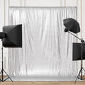 PartyDelight Silver Sequin Backdrop 6x8ft Sparkly Photo Curtain | 4 Inch Rod by PartyDelight