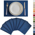 Demetex Navy Blue Place Mats Set of 8 Modern Wipeable Placemats Heat Resistant by DEMETEX